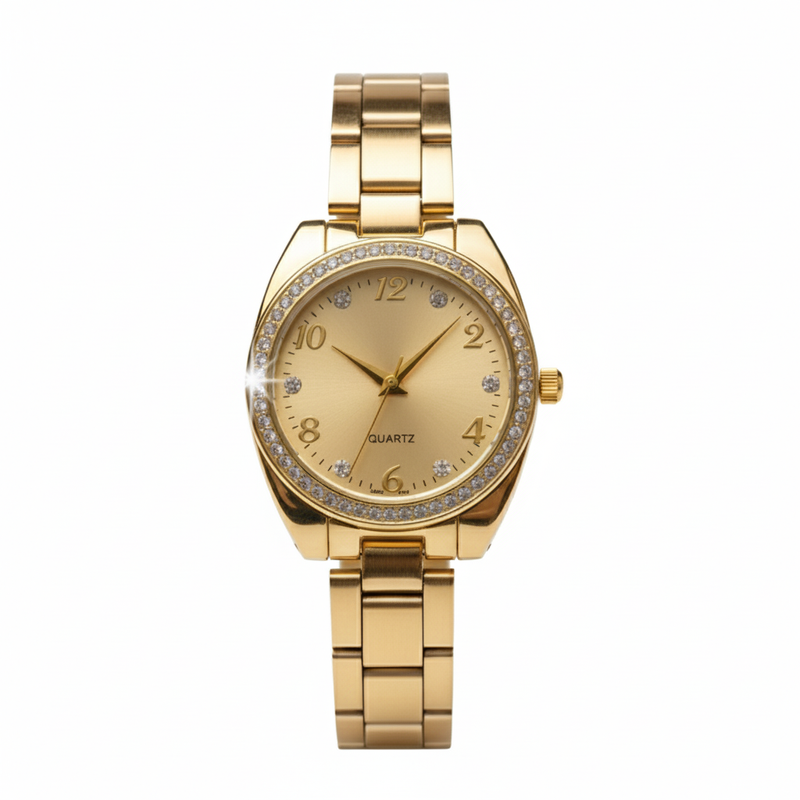 Conjunto Completo de Elegância: Relógio Dourado e Pulseira + Frete Gratis Todo Brasil! e Ganhe um Brinco Exclusivo